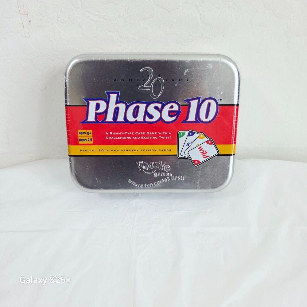 Phase 10 20th Anniversary Edition 2001 Fundex Card Game Tin NEW SEALED